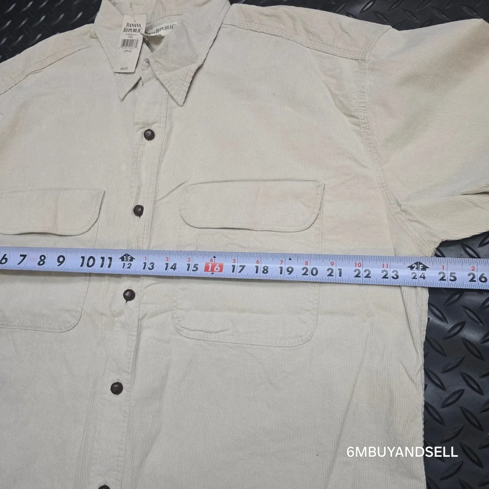 Vintage Banana‎ Republic Mens Corduroy Shirt L Beige Cotton Button Down Portugal